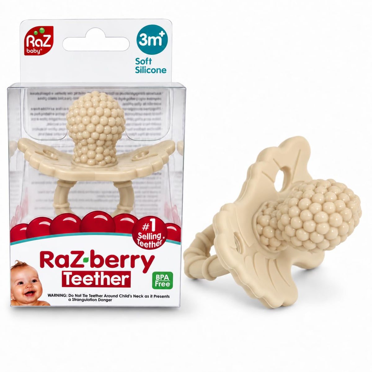 RaZbaby RaZberry Silicone Teether Pacifier – Teething Relief for Infants, Food-Grade, Hands & BPA Free, Natural Berrybumps Fruit Texture for Sensory Development, Freezable, 2-Pack - Lavender & Pink