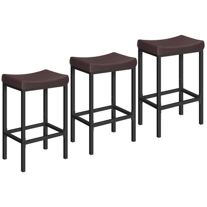 HOOBRO Bar Stools, Set of 2 Bar Chairs, Counter Height Stools, Saddle Barstools with Curved Surface, 24.8 Inches, 2.4" Thick Upholstery, for Kitchen, Dining Room, Cafe Black BB10BY01