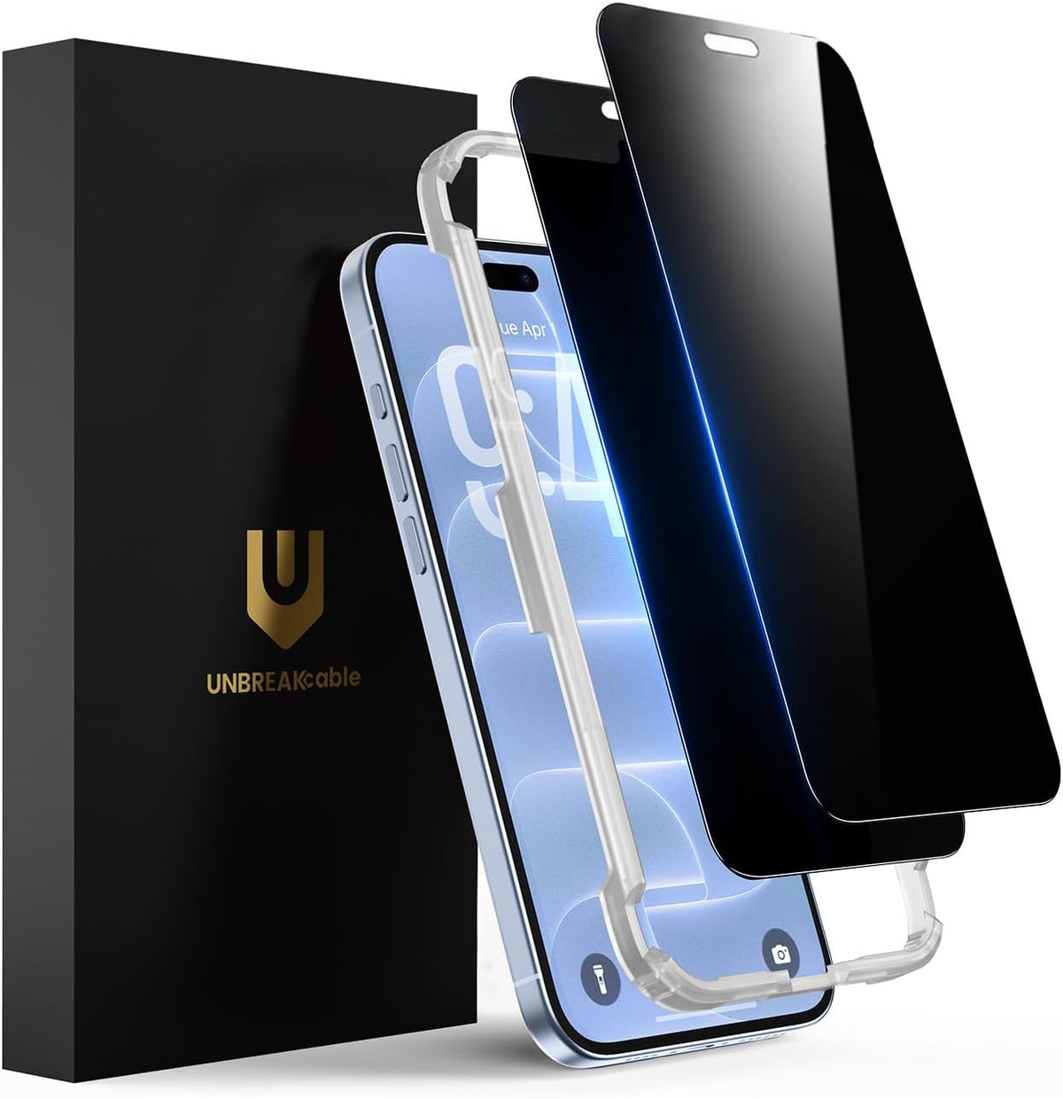 UNBREAKcable Privacy Screen Protector for iPhone 15, Full Coverage