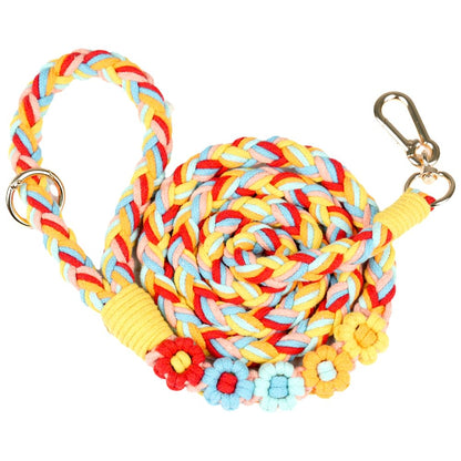 5FT Braided Cotton Rope Leash for Small, Medium and Large Dogs, Red & White Twist