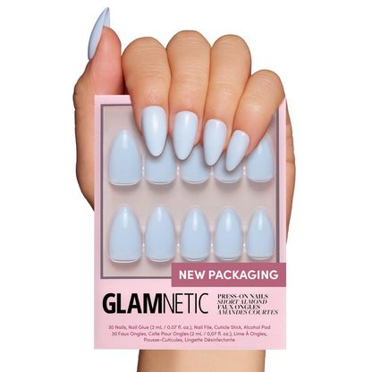 Glamnetic Press On Nails, Short Almond Glossy, Fake Nails 24pc Nail Kit