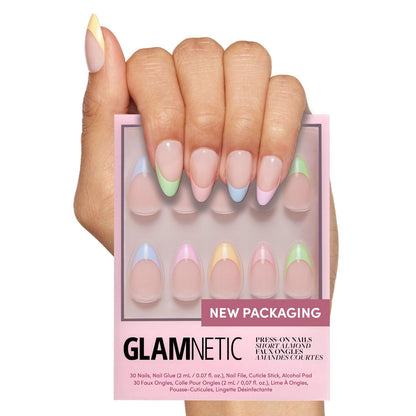 Glamnetic Press On Nails, Short Almond Glossy, Fake Nails 24pc Nail Kit