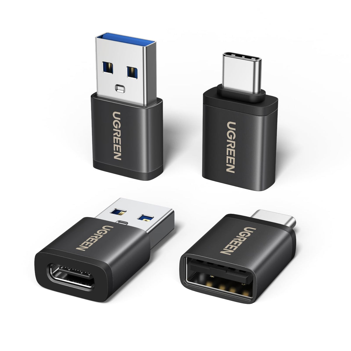 UGREEN USB to USB C Adapter Combo 4-Pack, 10Gbps USB C Converter Space Gray