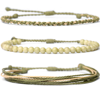 Mezcla Vida Handmade Natural Stone Beaded Healing Bracelet Gift for Men Adjustable Rope String Bracelet