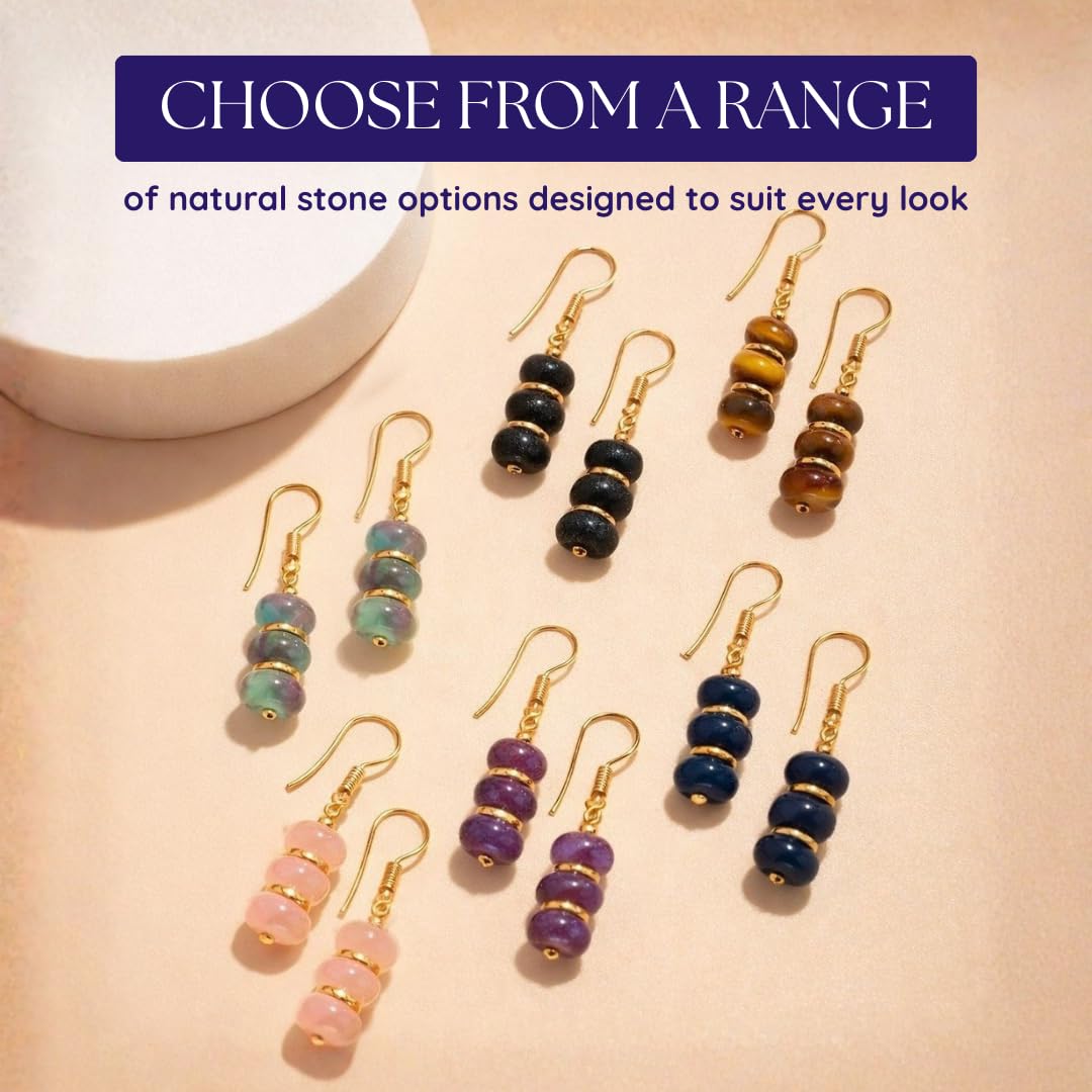 Gempires Beaded Gemstone Dangle Earrings for Women, Boho Gold Birthstone