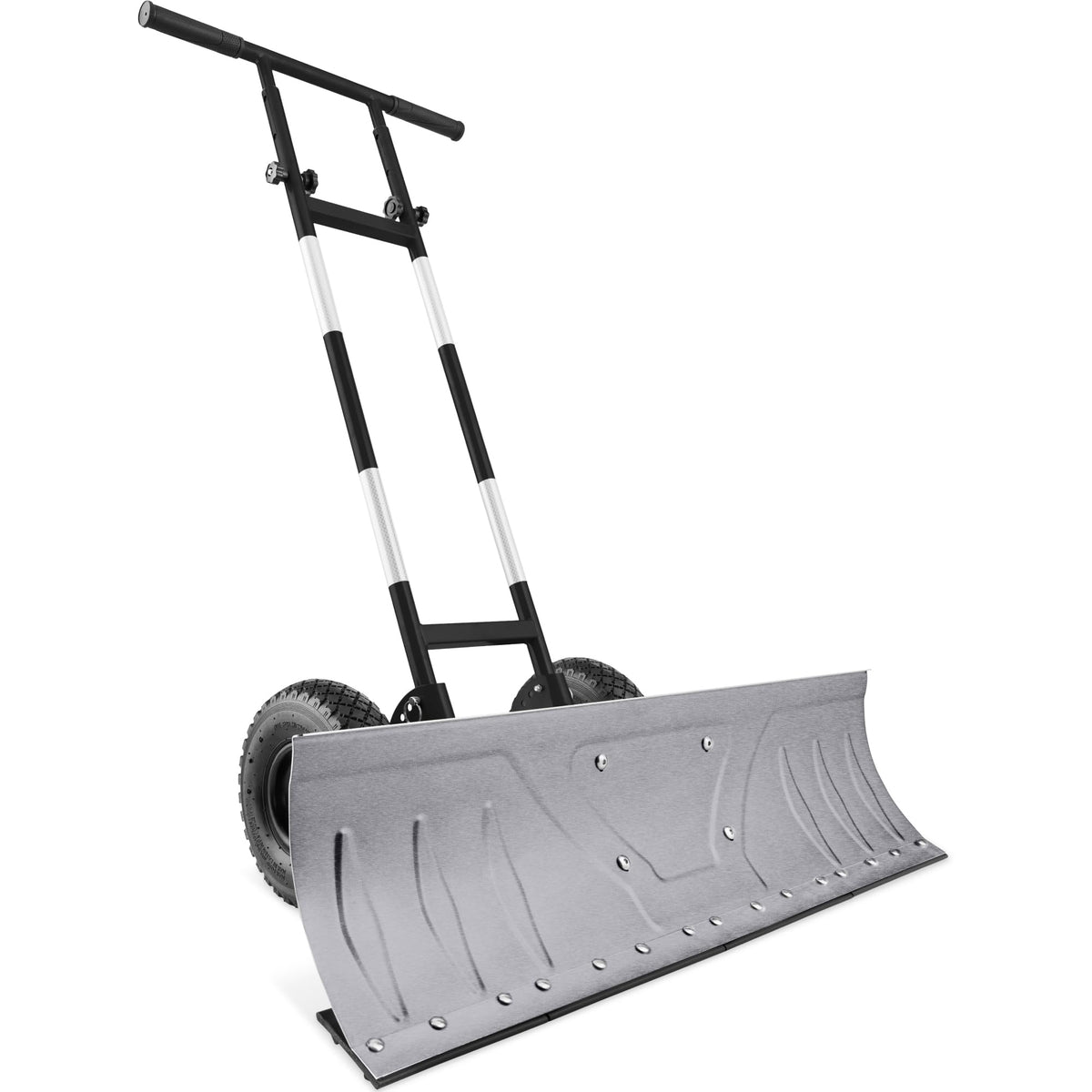 Best Choice Products 36in Heavy-Duty 2-Wheel Snow Pusher Hand Plow - Black