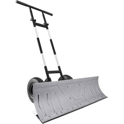 Best Choice Products 36in Heavy-Duty 2-Wheel Snow Pusher Hand Plow - Black