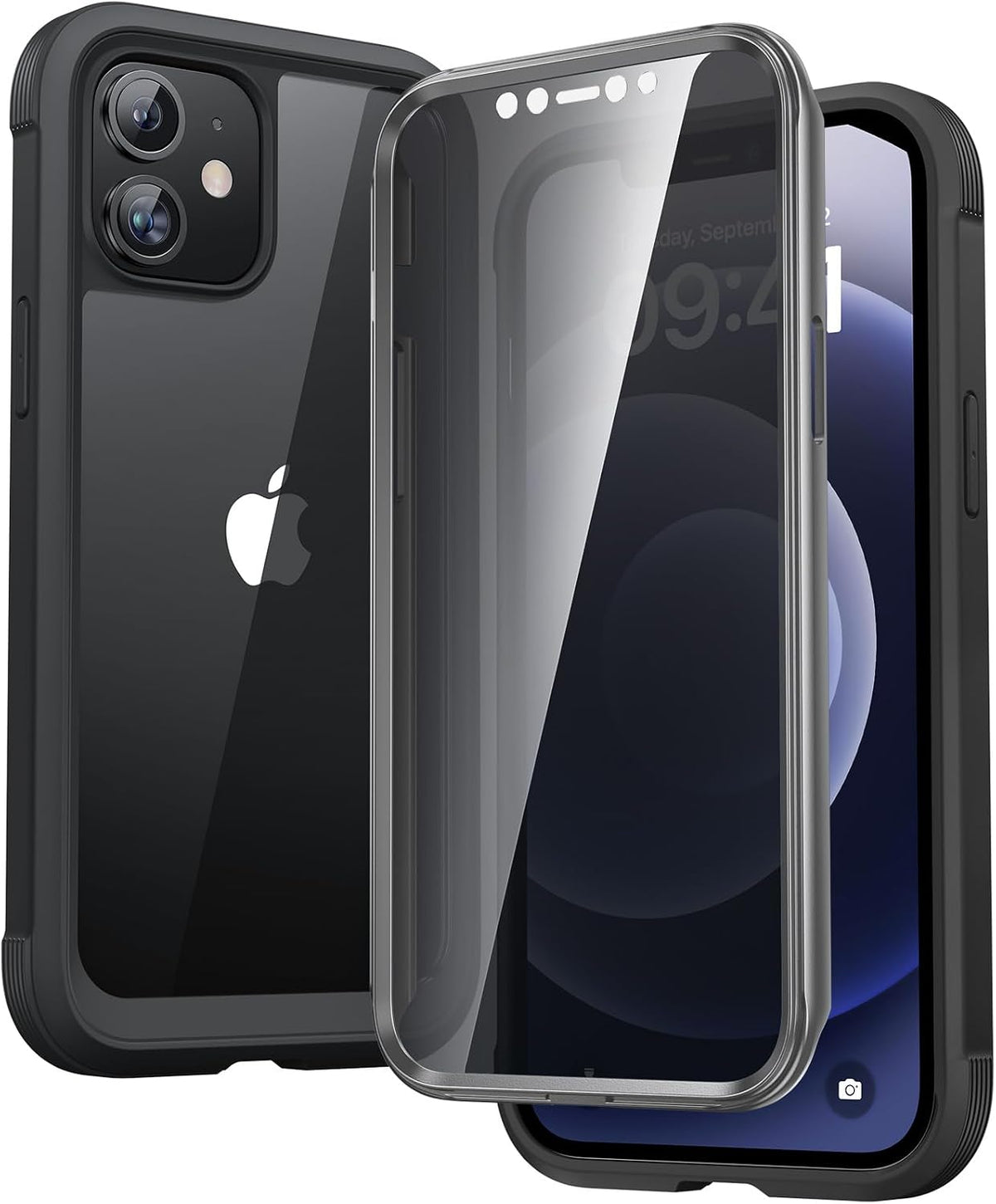 Diaclara Designed for iPhone 15 Plus Case 6.7 Inch, Full-Body Clear Bumper Cases w/Built-in Screen Protector, 360 Protective Rugged Case + Glass Camera Lens Protector,Mint Green