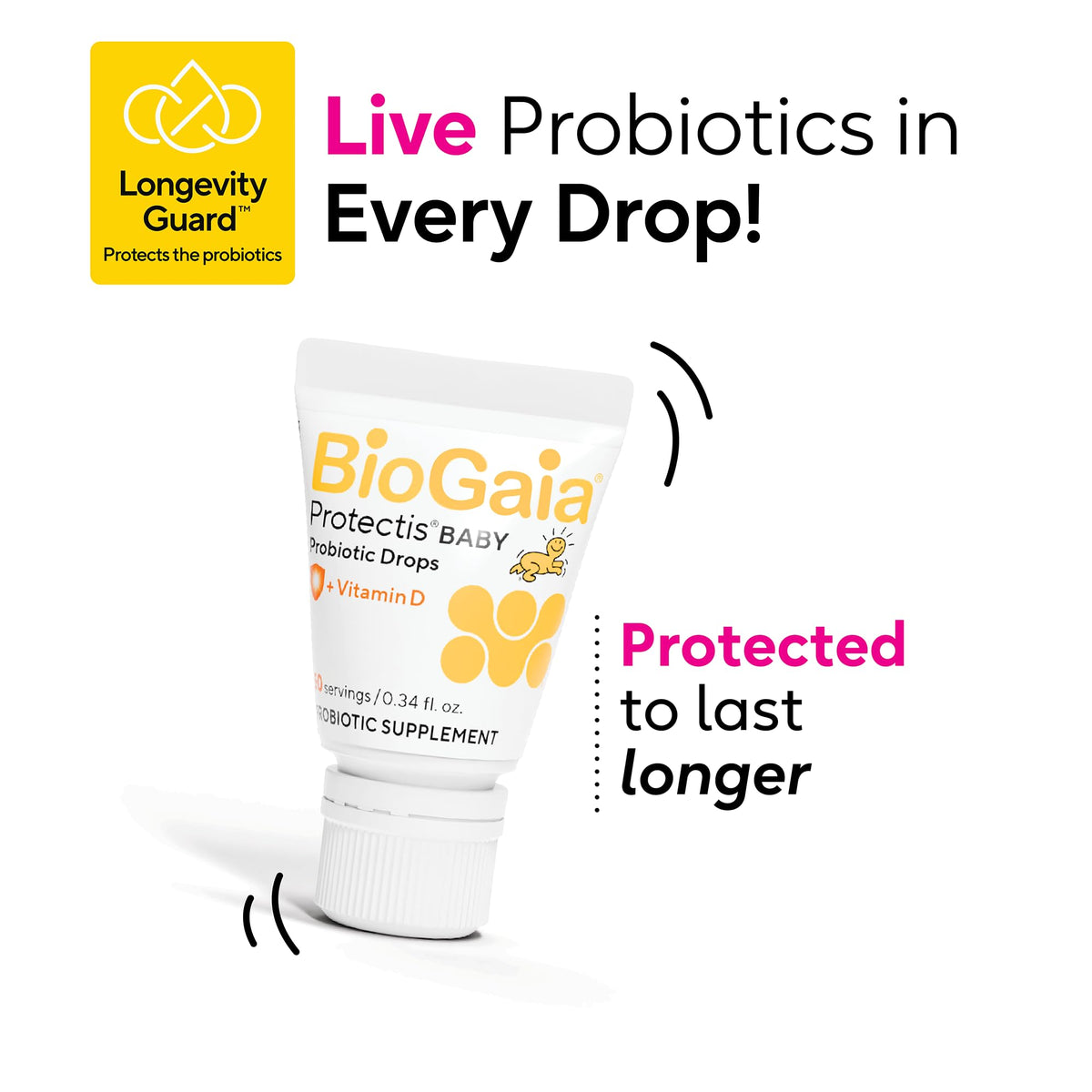 BioGaia Baby Probiotic Drops + Vitamin D | Colic & Gas Relief | 50 Servings