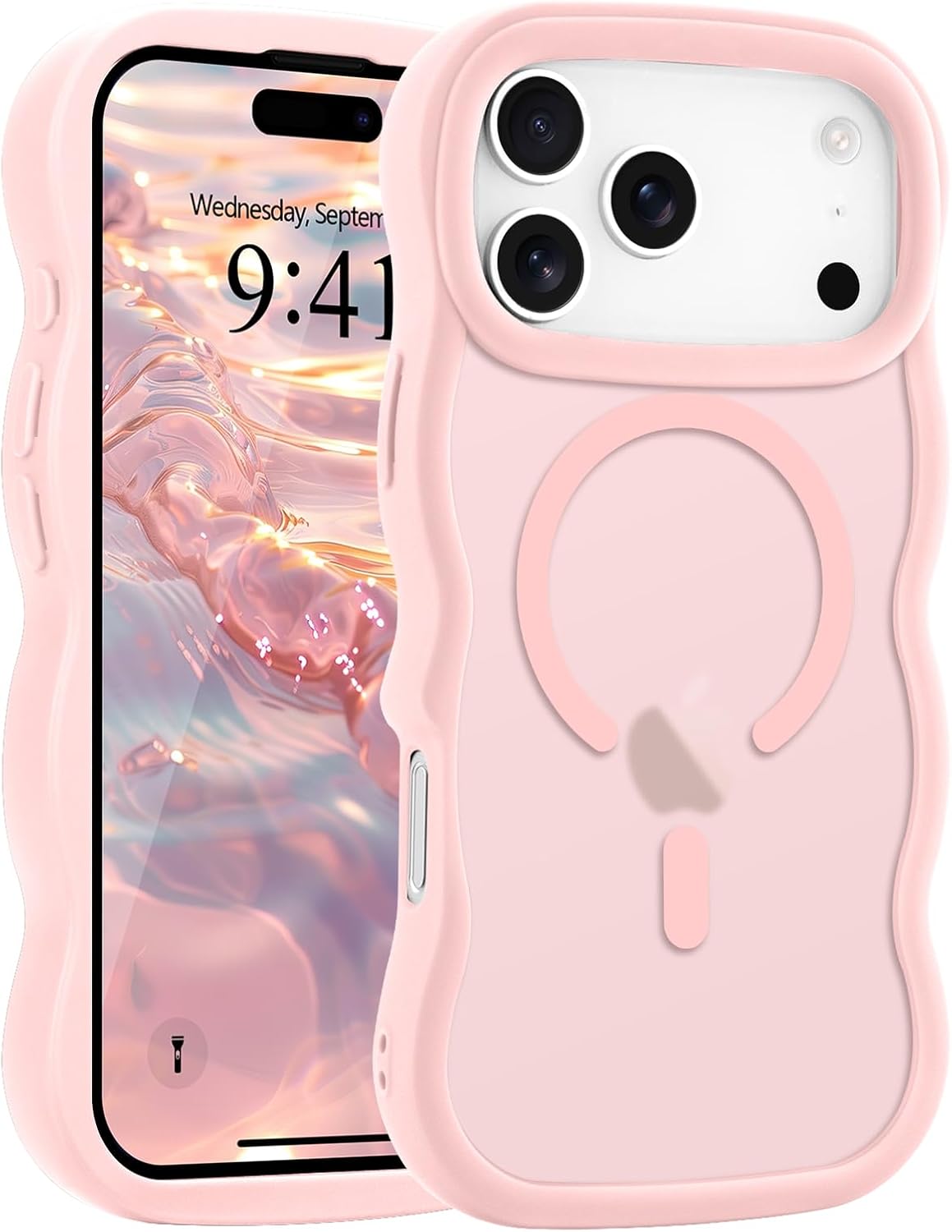 Pepmune for iPhone 16 Pro Max Case Curly Wavy Frame Translucent, Burgundy