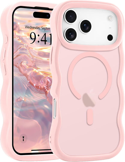 Pepmune for iPhone 16 Pro Max Case Curly Wavy Frame Translucent, Burgundy