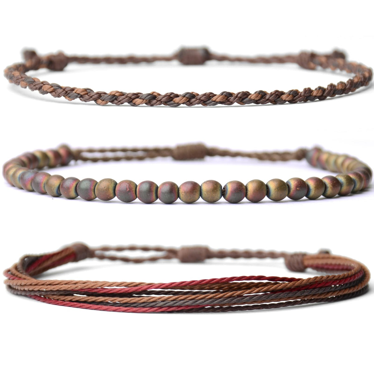 Mezcla Vida Handmade Natural Stone Beaded Healing Bracelet Gift for Men Adjustable Rope String Bracelet