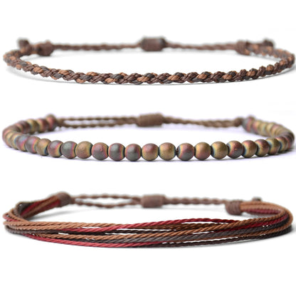 Mezcla Vida Handmade Natural Stone Beaded Healing Bracelet Gift for Men Adjustable Rope String Bracelet