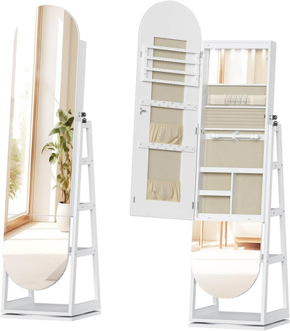 HOOBRO 360° Swivel Jewelry Cabinet Standing, Lockable Jewelry Organizer