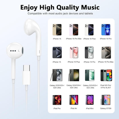 2 Pack [Apple MFi Certified] Wired Earphones for iPhone 14 13 12 11 Pro Max