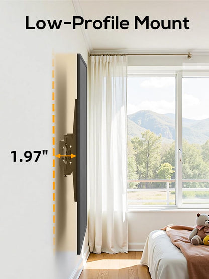 55 65 75 85 inch Tilting TV Wall Mount for 32-90 '' TVs, Low Profile TV Mount Bracket, Safe Lock & Quick Release,Max VESA 600x400mm, 24 inch Studs,132 lbs, Fit Most 55+ 75+ 85+ 86 TVs