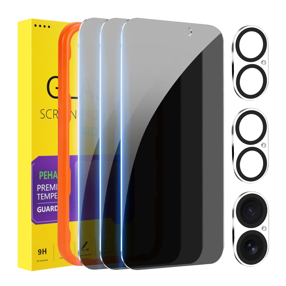 PEHAEL for iPhone 18 Pro Privacy Screen Protector+Camera Lens Protector