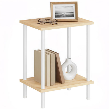 HOOBRO End Table, Small Side Table, Nightstand with 2-Layer Storage Shelves, Sofa Table for Small Spaces, Living Room, Bedroom, Stable Frame, Easy Assembly, Rustic Brown BF09BZ01