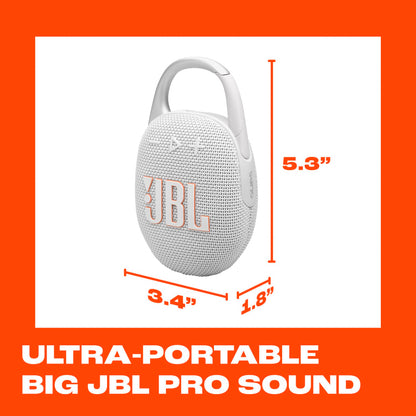 JBL Clip 5 - Ultra-Portable, Waterproof & Dustproof Bluetooth Speaker, Big JBL Pro Sound with Punchy bass, Integrated Carabiner, Up to 12 Hours of Play, Made in Part with Recycled Materials (Black)