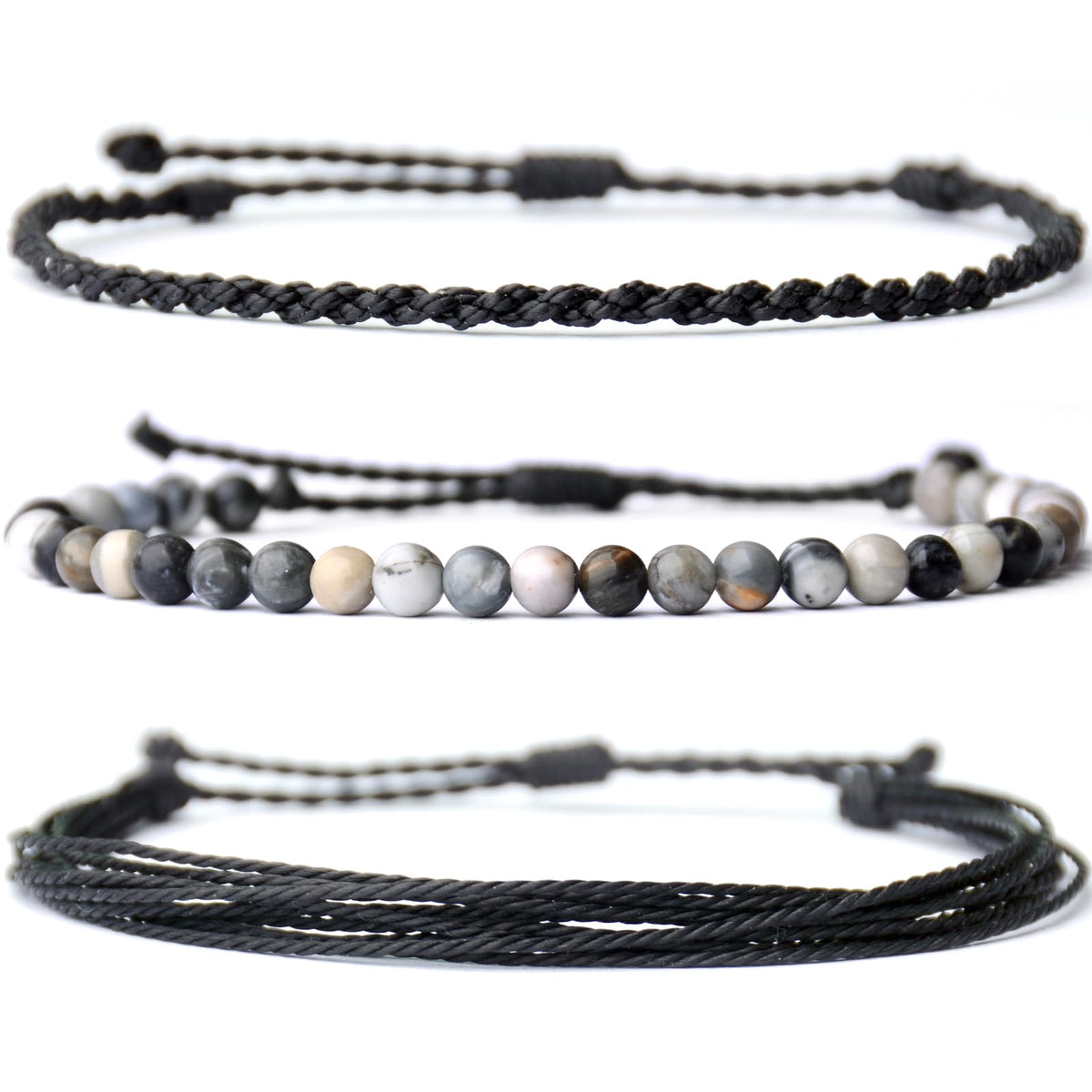 Mezcla Vida Handmade Natural Stone Beaded Healing Bracelet Gift for Men Adjustable Rope String Bracelet