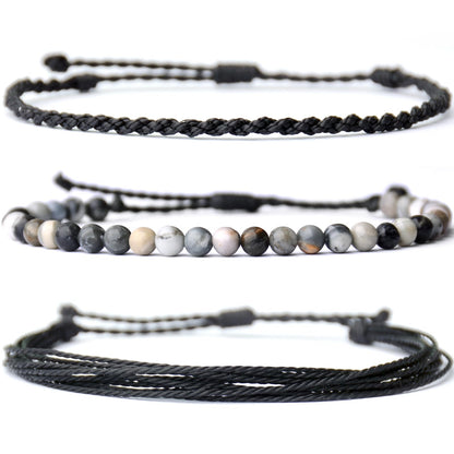 Mezcla Vida Handmade Natural Stone Beaded Healing Bracelet Gift for Men Adjustable Rope String Bracelet