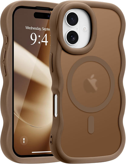 Pepmune for iPhone 16 Pro Max Case Curly Wavy Frame Translucent, Burgundy