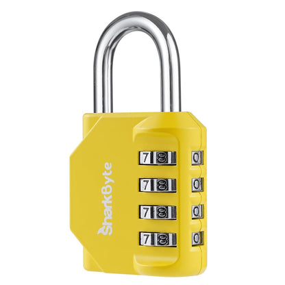 SharkByte Heavy Duty Combination Padlock – 4-Digit Weatherproof Outdoor Lock with Stainless Steel Shackle, Anti-Rust Resettable Code for Gym, School, Locker, Shed, Toolbox, Gate & Warehouse - Purple