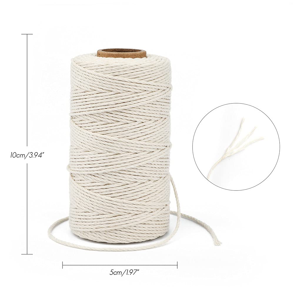 jijAcraft 50M White Cotton String: 2MM Cooking String for DIY Crafts