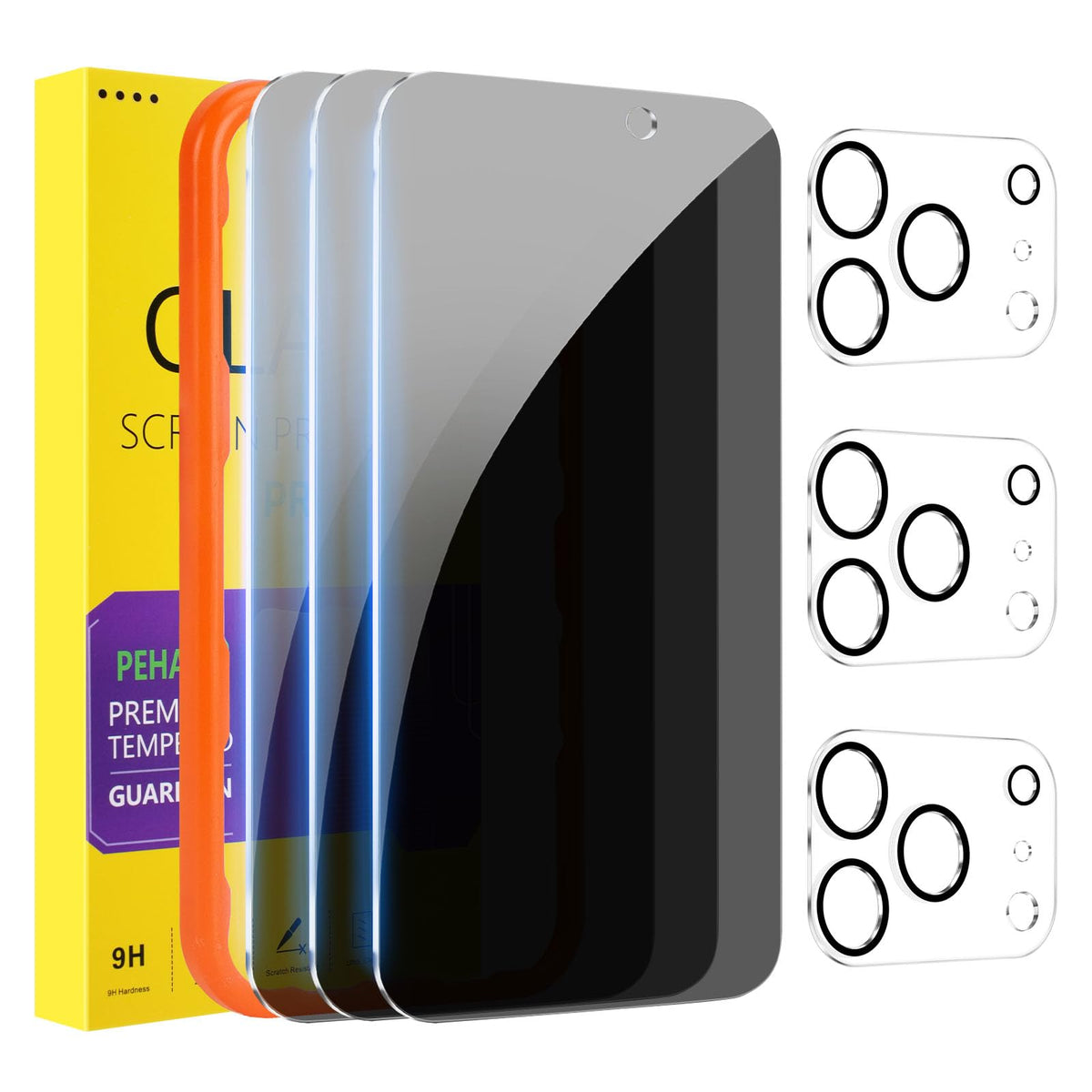 PEHAEL for iPhone 18 Pro Privacy Screen Protector+Camera Lens Protector