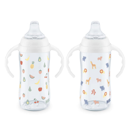 NUK First Choice Learner Sippy Cup 2.0, 10oz, 2-Pack, Pink Bunnies