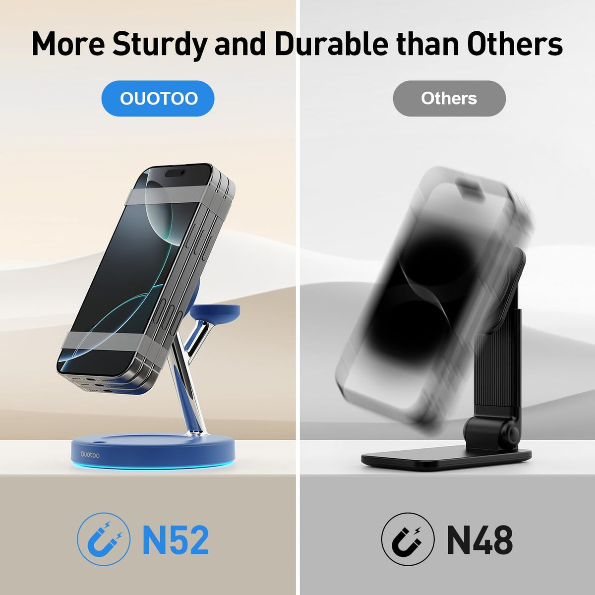 【Adjustable Blue Ambient Light】 Wireless Charger 3 in 1 for iPhone, Magnetic Charging Station for Apple Family,15W Fast MagSafe Charger Stand,for iPhone17-12-iWatch AirPods Series