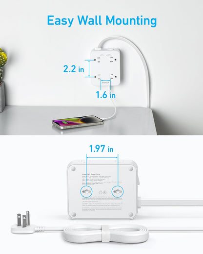 Anker Power Strip with 2000J Surge Protector, Outlet Extender, 20W, 8AC