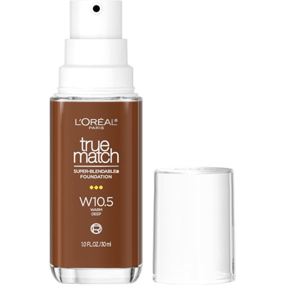 L'Oreal Paris True Match Super-Blendable Foundation, Medium Coverage Liquid Foundation Makeup, N3, Light Medium, 1 Fl Oz