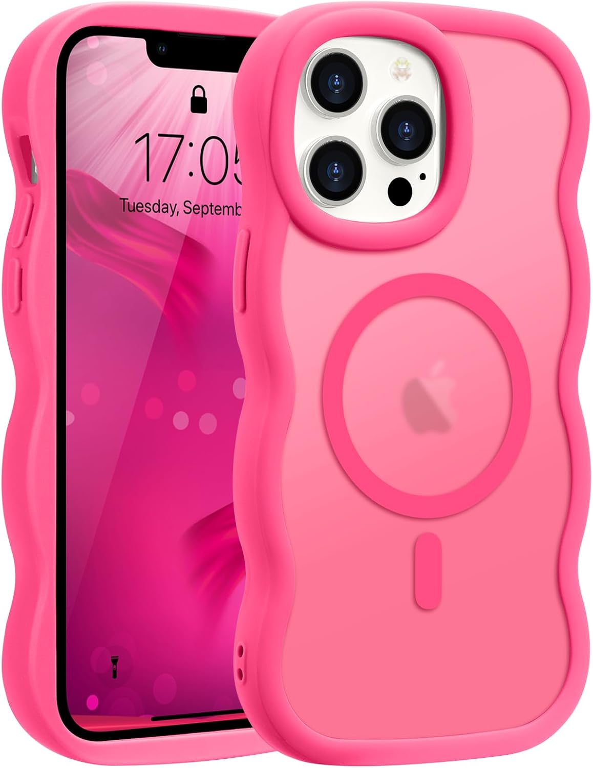 Pepmune for iPhone 16 Pro Max Case Curly Wavy Frame Translucent, Burgundy
