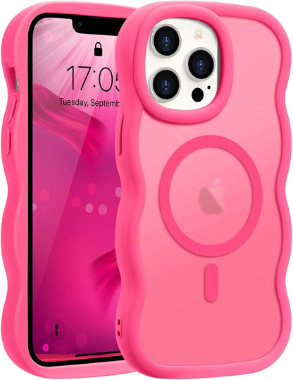 Pepmune for iPhone 16 Pro Max Case Curly Wavy Frame Translucent, Burgundy
