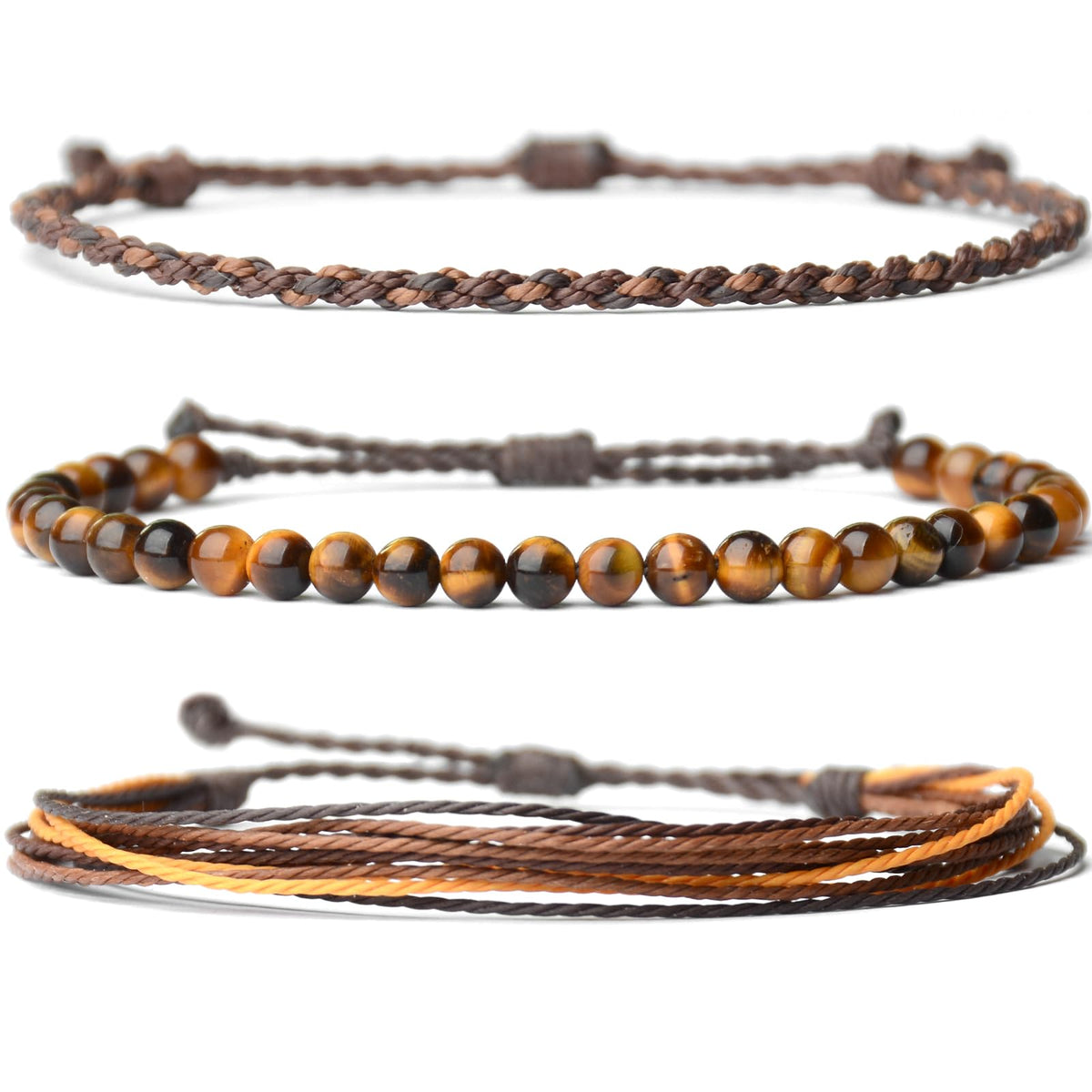 Mezcla Vida Handmade Natural Stone Beaded Healing Bracelet Gift for Men Adjustable Rope String Bracelet