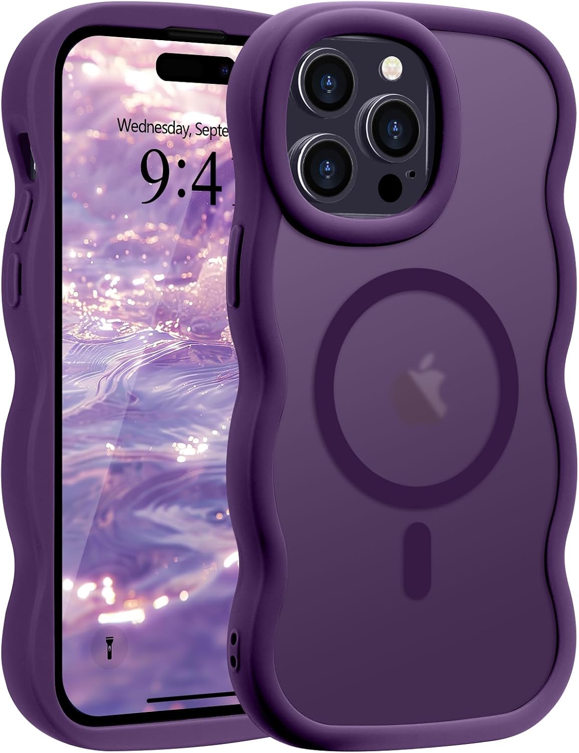Pepmune for iPhone 16 Pro Max Case Curly Wavy Frame Translucent, Burgundy