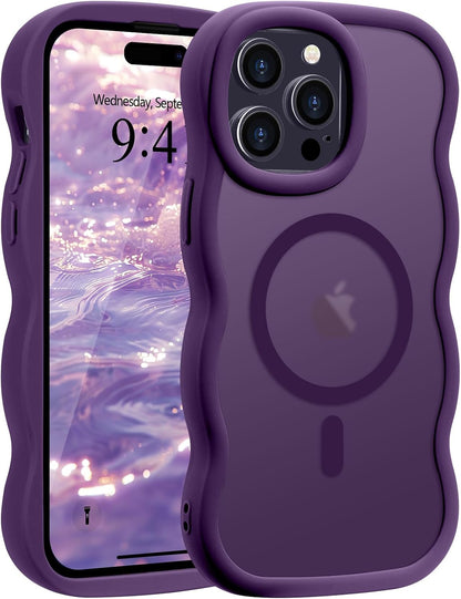 Pepmune for iPhone 16 Pro Max Case Curly Wavy Frame Translucent, Burgundy