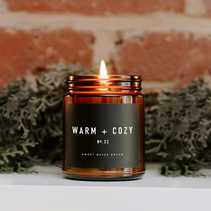 Sweet Water Decor Fraser Fir Candle, 9oz Amber Glass Jar, Winter Scent