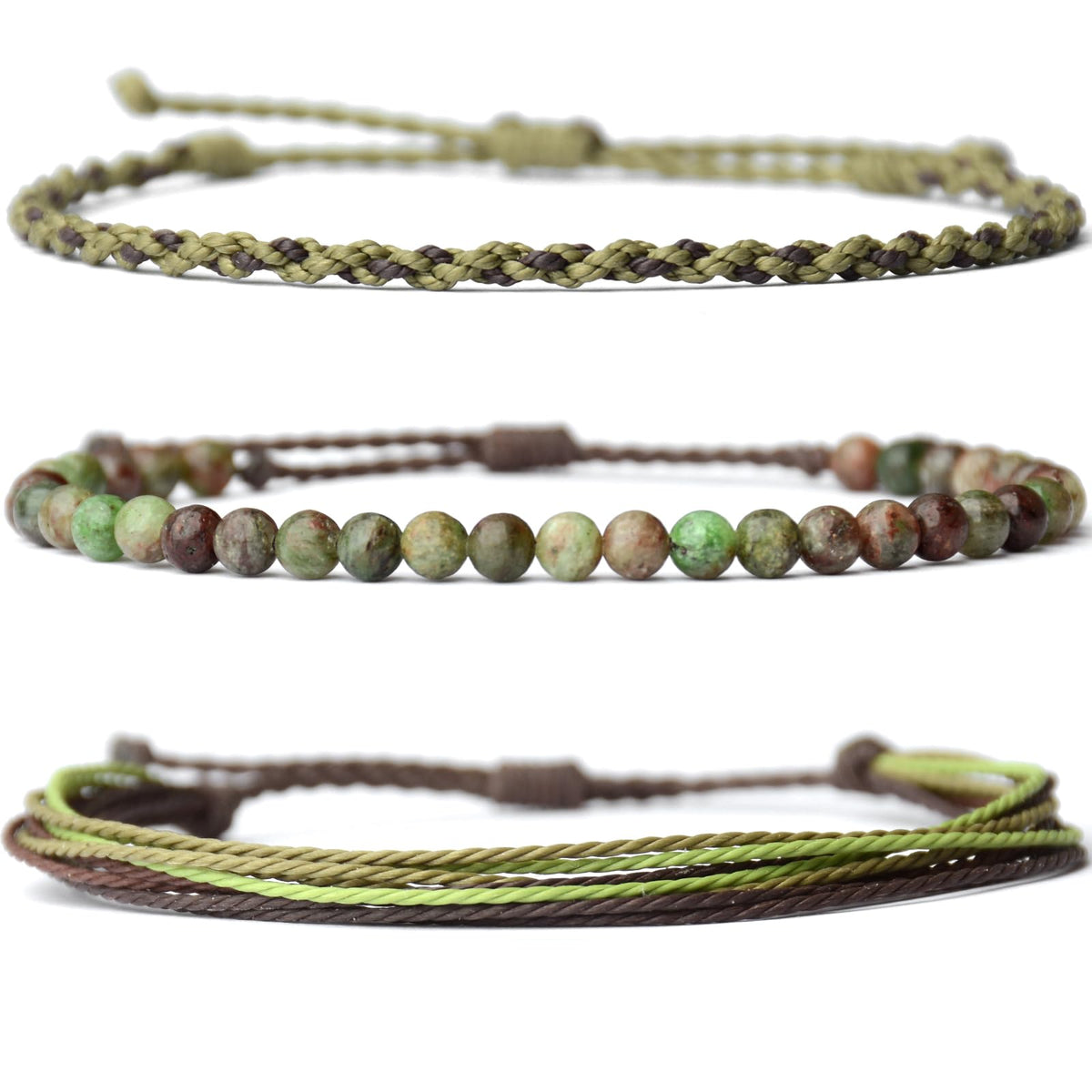 Mezcla Vida Handmade Natural Stone Beaded Healing Bracelet Gift for Men Adjustable Rope String Bracelet