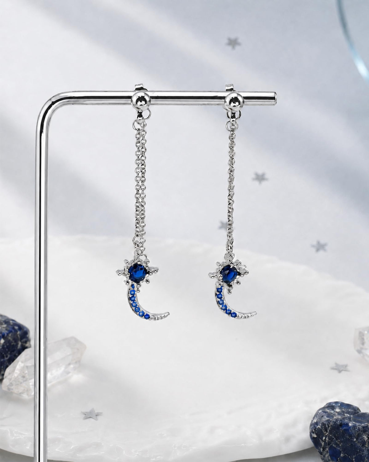 Moon and Star Dangle Earrings