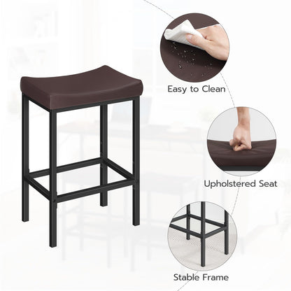 HOOBRO Bar Stools, Set of 2 Bar Chairs, Counter Height Stools, Saddle Barstools with Curved Surface, 24.8 Inches, 2.4" Thick Upholstery, for Kitchen, Dining Room, Cafe Black BB10BY01