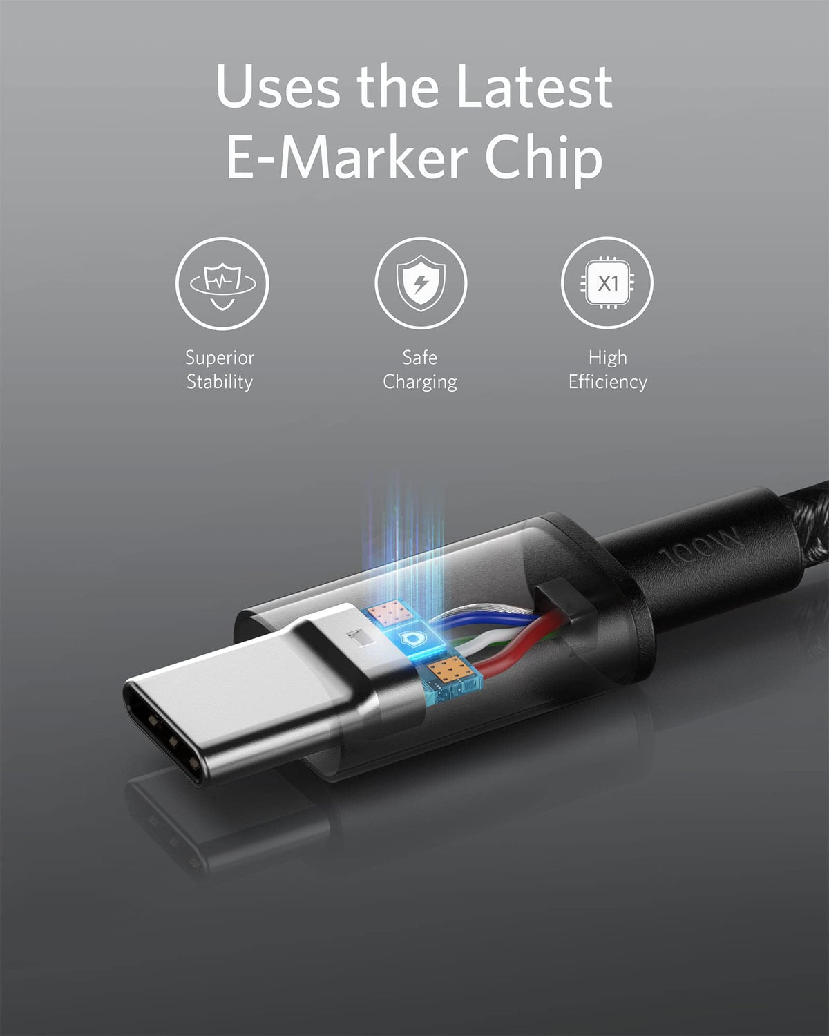 Anker USB C to USB C Cable, 100W Fast Charging Cable (2-Pack, 6 ft, Black)