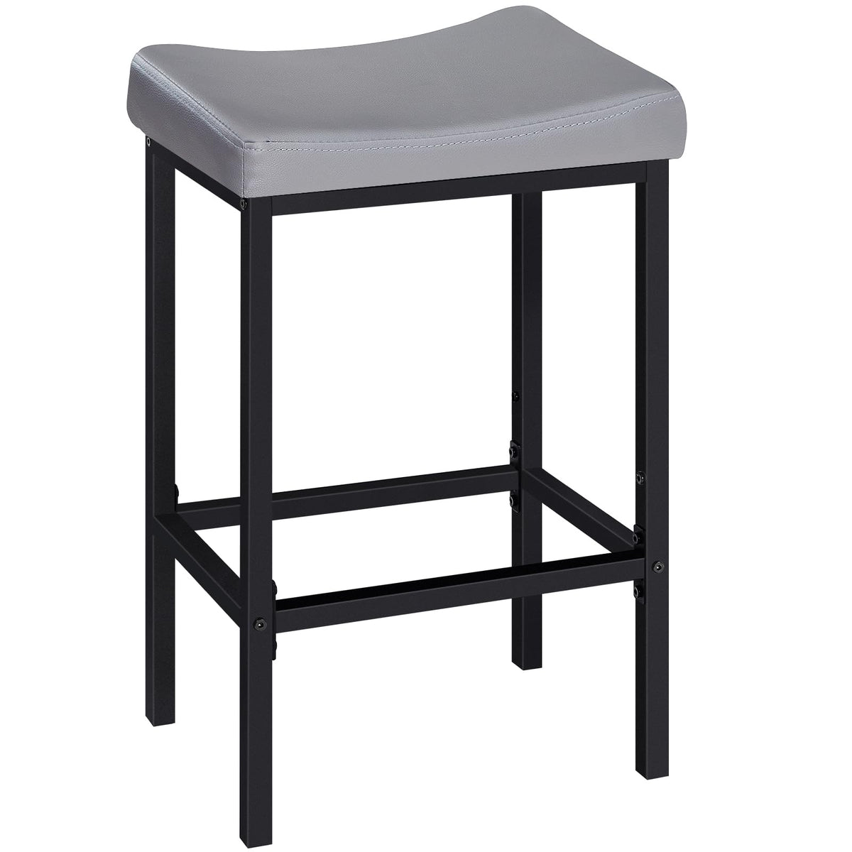 HOOBRO Bar Stools, Set of 2 Bar Chairs, Counter Height Stools, Saddle Barstools with Curved Surface, 24.8 Inches, 2.4" Thick Upholstery, for Kitchen, Dining Room, Cafe Black BB10BY01