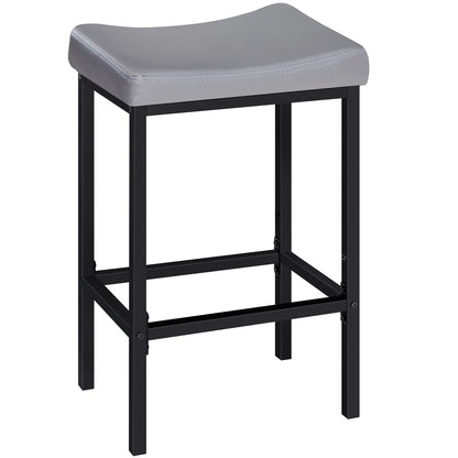 HOOBRO Bar Stools, Set of 2 Bar Chairs, Counter Height Stools, Saddle Barstools with Curved Surface, 24.8 Inches, 2.4" Thick Upholstery, for Kitchen, Dining Room, Cafe Black BB10BY01