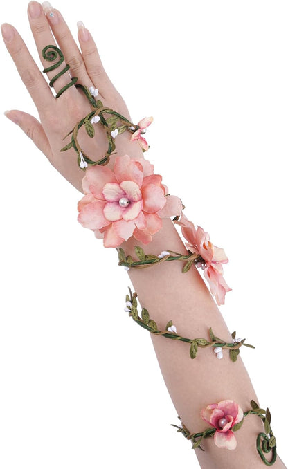 FRESHME Renaissance Fairy Floral Arm Wrap - 1 PC Elf Bracelet Mother Nature Costume Poison Ivy Costume Renfaire Accessories