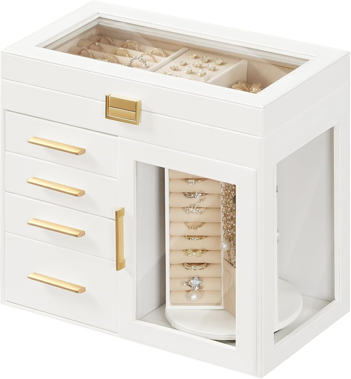 HOOBRO Jewelry Box with 360° Rotating Turntable, 5-Tier Jewelry Organizer