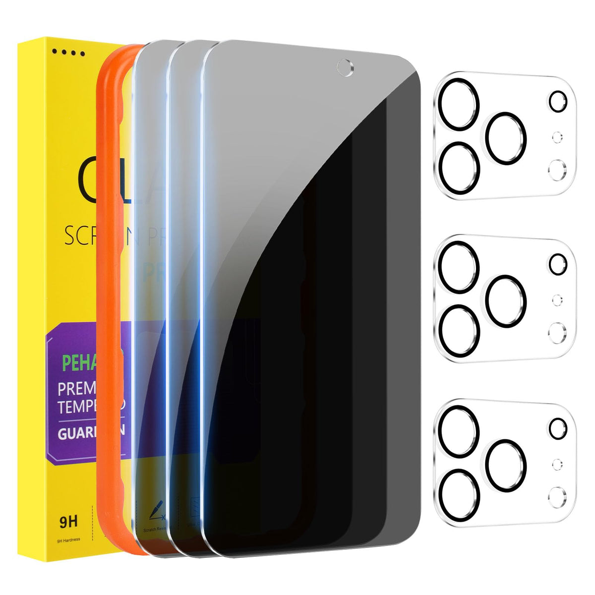 PEHAEL for iPhone 18 Pro Privacy Screen Protector+Camera Lens Protector