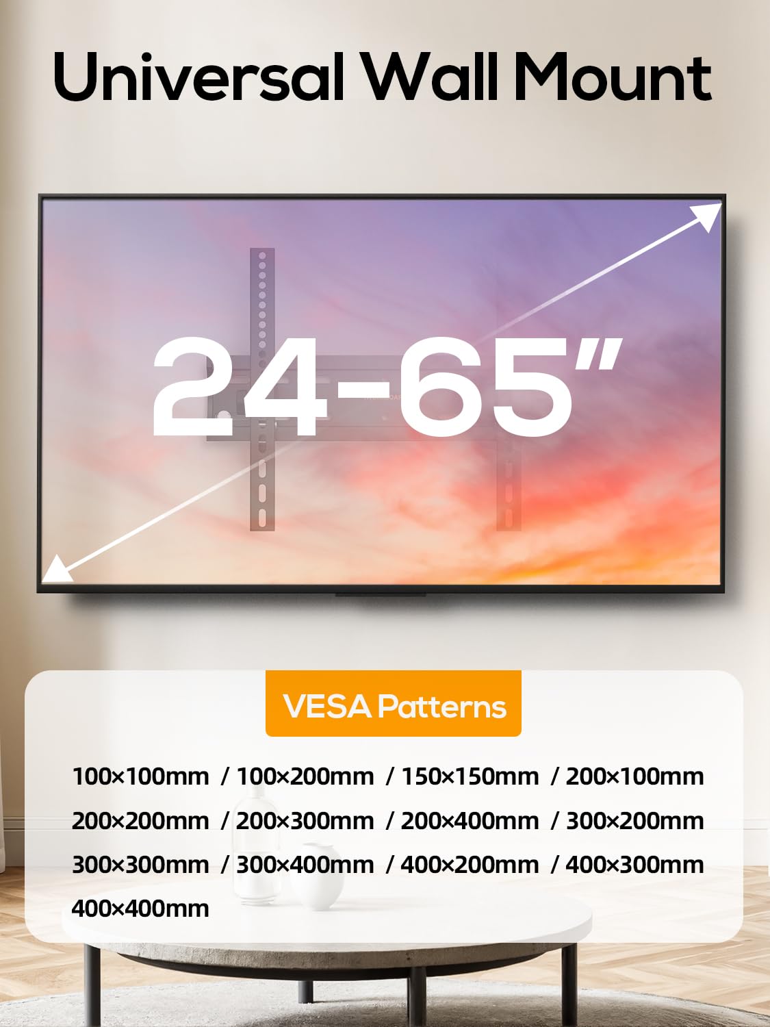 55 65 75 85 inch Tilting TV Wall Mount for 32-90 '' TVs, Low Profile TV Mount Bracket, Safe Lock & Quick Release,Max VESA 600x400mm, 24 inch Studs,132 lbs, Fit Most 55+ 75+ 85+ 86 TVs