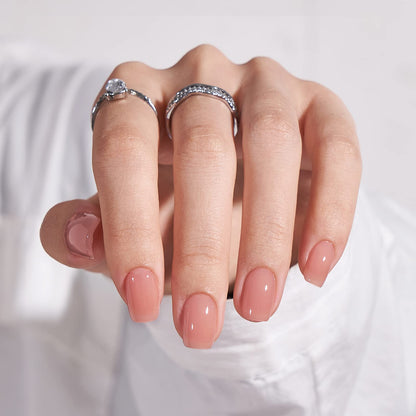 BTArtbox Press On Nails, Short Almond French Tip Nails, 32Pcs Full Kit